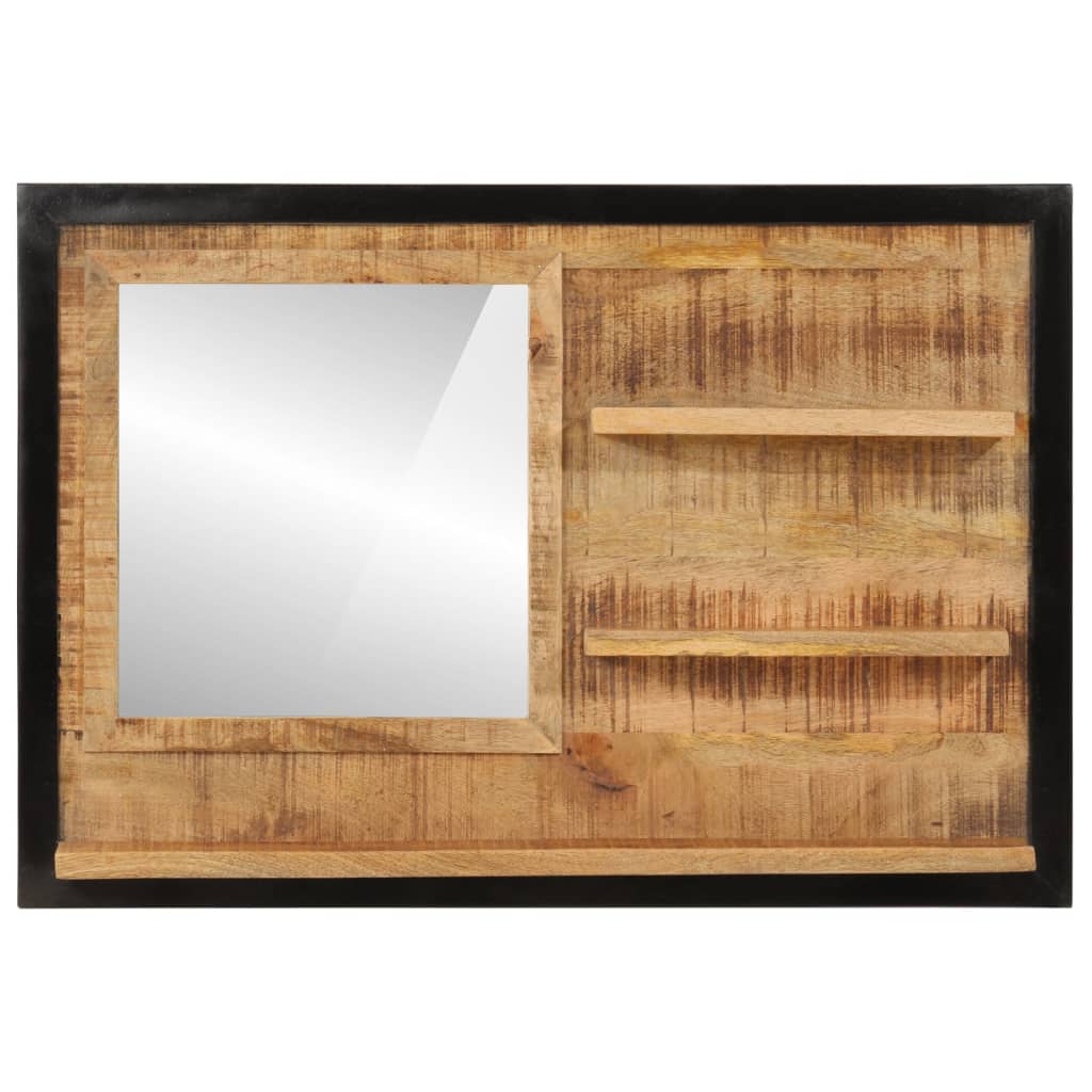 Spiegel met schappen 80x8x55 cm glas en massief mangohout Spiegels | Creëer jouw Trendy Thuis | Gratis bezorgd & Retour | Trendy.nl