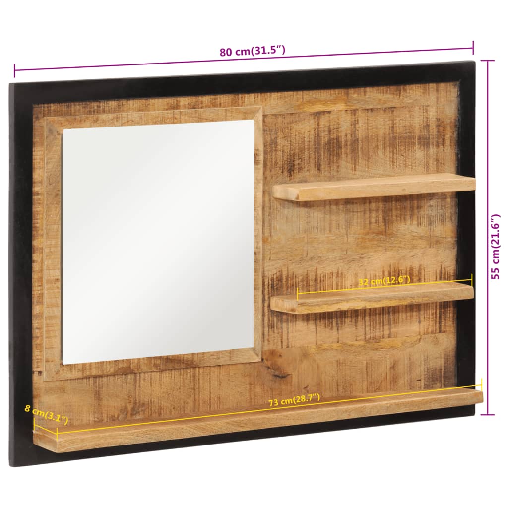 Spiegel met schappen 80x8x55 cm glas en massief mangohout Spiegels | Creëer jouw Trendy Thuis | Gratis bezorgd & Retour | Trendy.nl