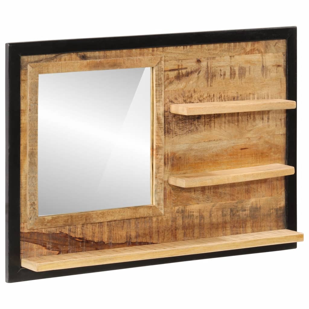 Spiegel met schappen 80x8x55 cm glas en massief mangohout Spiegels | Creëer jouw Trendy Thuis | Gratis bezorgd & Retour | Trendy.nl