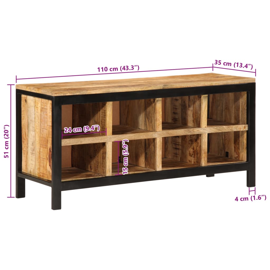 Schoenenbankje 110x35x51 cm massief mangohout Schoenenrekken | Creëer jouw Trendy Thuis | Gratis bezorgd & Retour | Trendy.nl