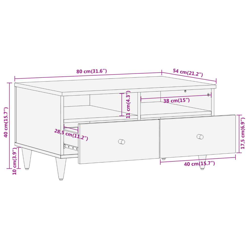 Salontafel 80x54x40 cm massief mangohout Salontafels | Creëer jouw Trendy Thuis | Gratis bezorgd & Retour | Trendy.nl