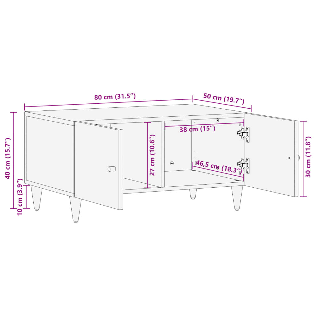 Salontafel 80x50x40 cm massief mangohout Salontafels | Creëer jouw Trendy Thuis | Gratis bezorgd & Retour | Trendy.nl