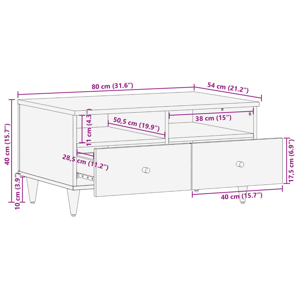 Salontafel 80x54x40 cm massief mangohout Salontafels | Creëer jouw Trendy Thuis | Gratis bezorgd & Retour | Trendy.nl