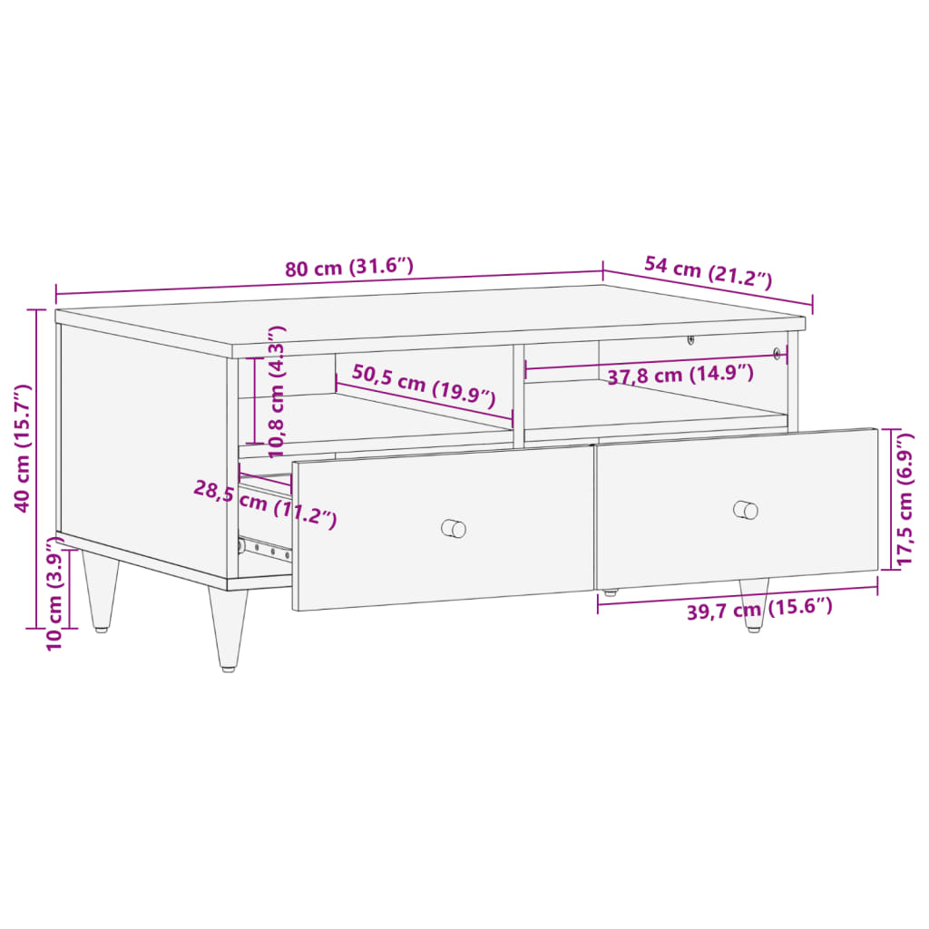 Salontafel 80x54x40 cm massief mangohout Salontafels | Creëer jouw Trendy Thuis | Gratis bezorgd & Retour | Trendy.nl