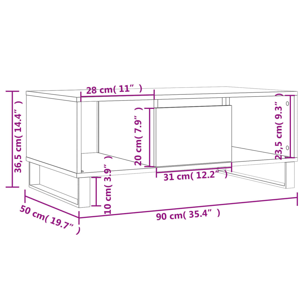 Salontafel 90x50x36,5 cm bewerkt hout zwart Salontafels | Creëer jouw Trendy Thuis | Gratis bezorgd & Retour | Trendy.nl