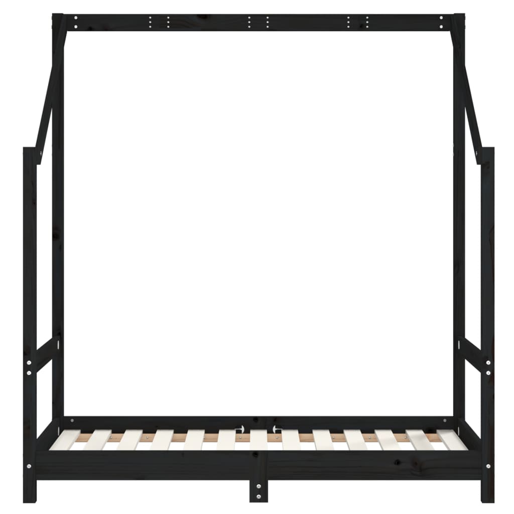 Kinderbedframe 2x(70x140) cm massief grenenhout zwart Peuter- & kinderbedden | Creëer jouw Trendy Thuis | Gratis bezorgd & Retour | Trendy.nl