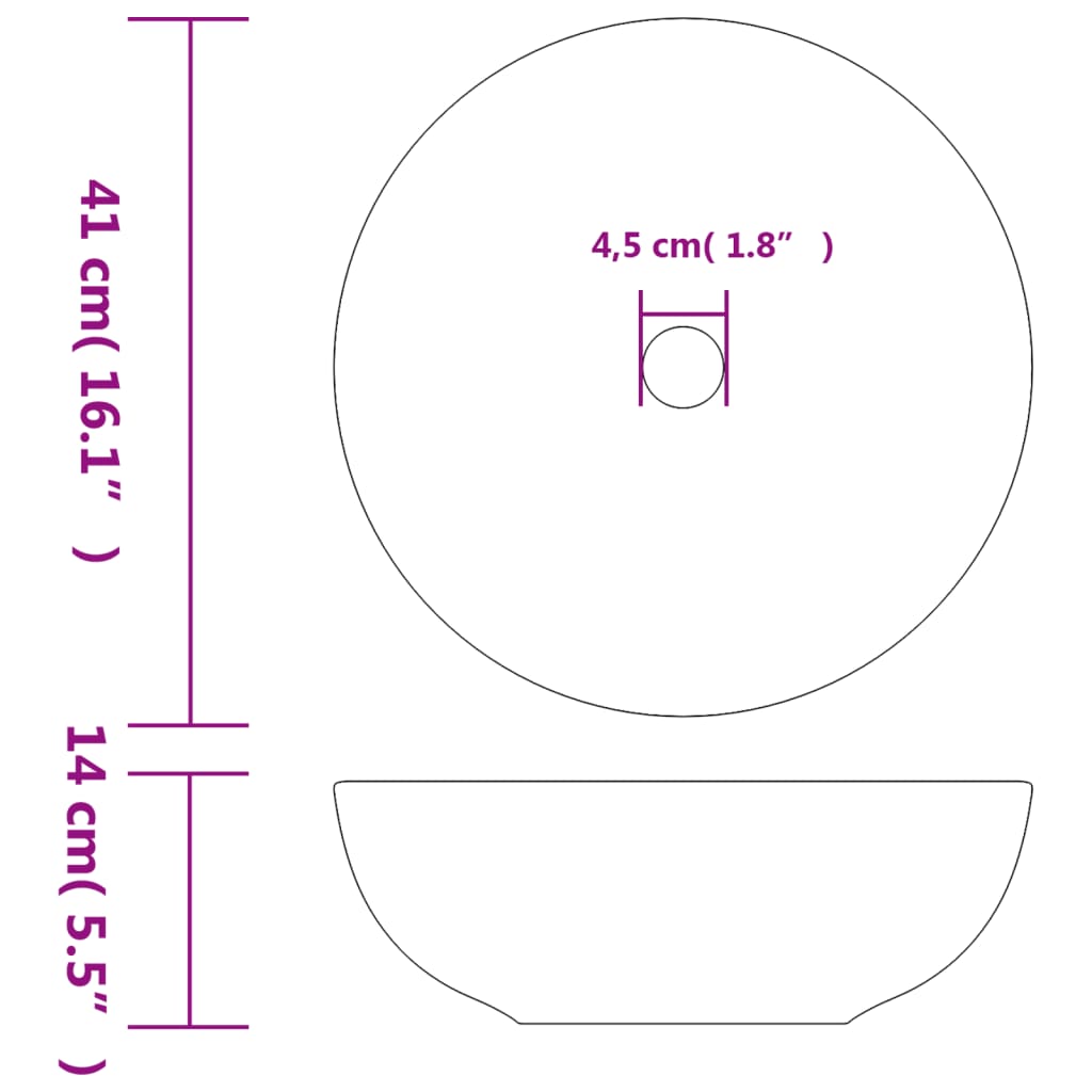 Opzetwasbak rond Φ41x14 cm keramiek wit en blauw Gootstenen voor badkamers | Creëer jouw Trendy Thuis | Gratis bezorgd & Retour | Trendy.nl