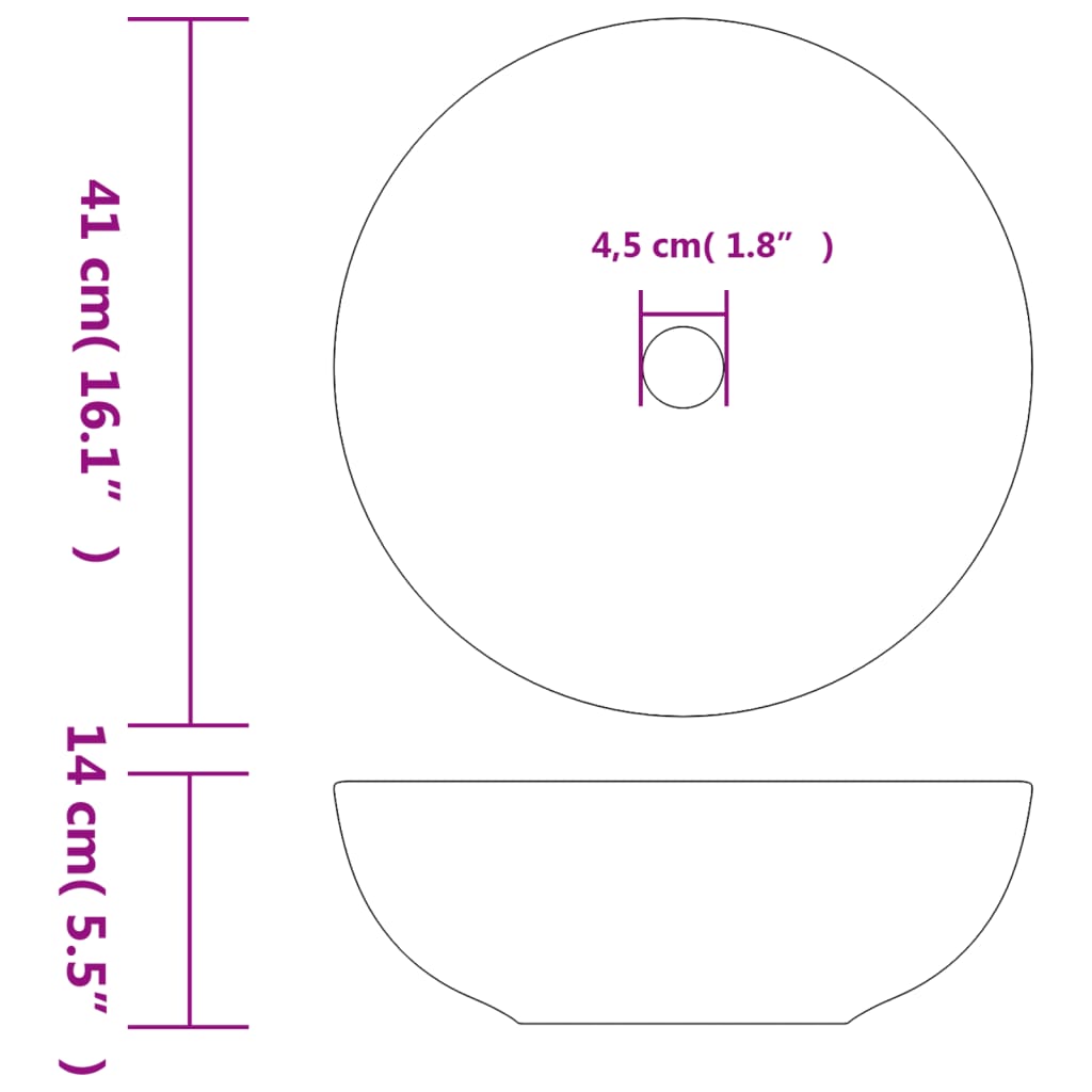 Opzetwasbak rond Φ41x14 cm keramiek wit en rood