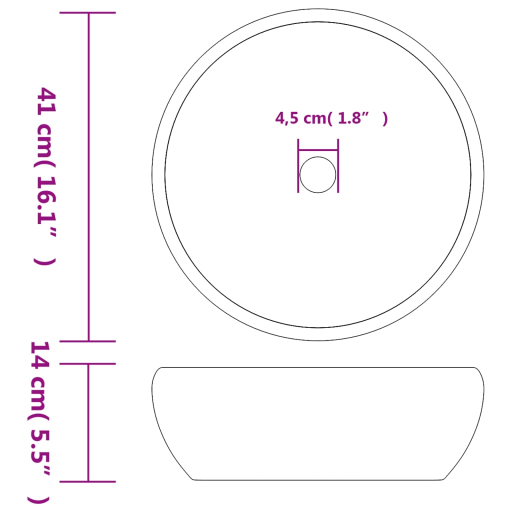 Opzetwasbak rond Φ41x14 cm keramiek zwart en grijs Gootstenen voor badkamers | Creëer jouw Trendy Thuis | Gratis bezorgd & Retour | Trendy.nl