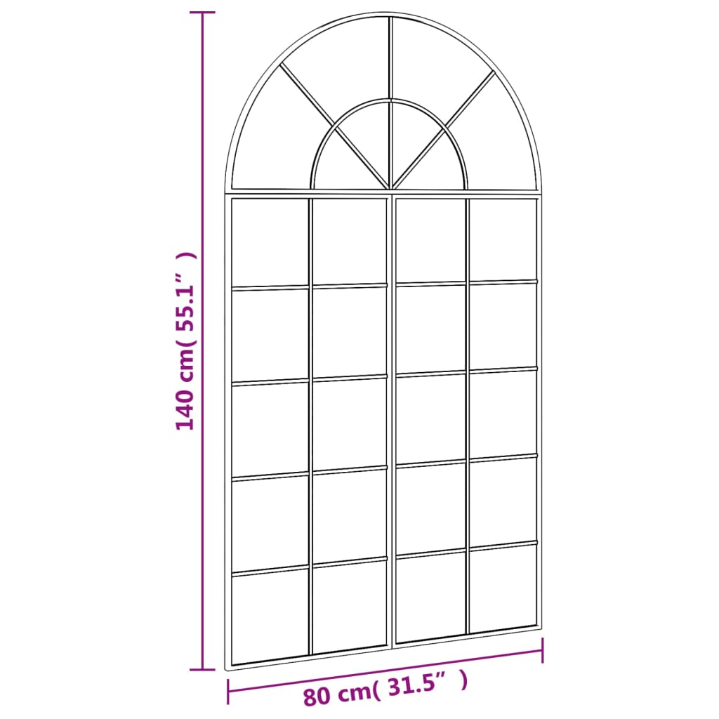 Wandspiegel boog 80x140 cm ijzer zwart Spiegels | Creëer jouw Trendy Thuis | Gratis bezorgd & Retour | Trendy.nl