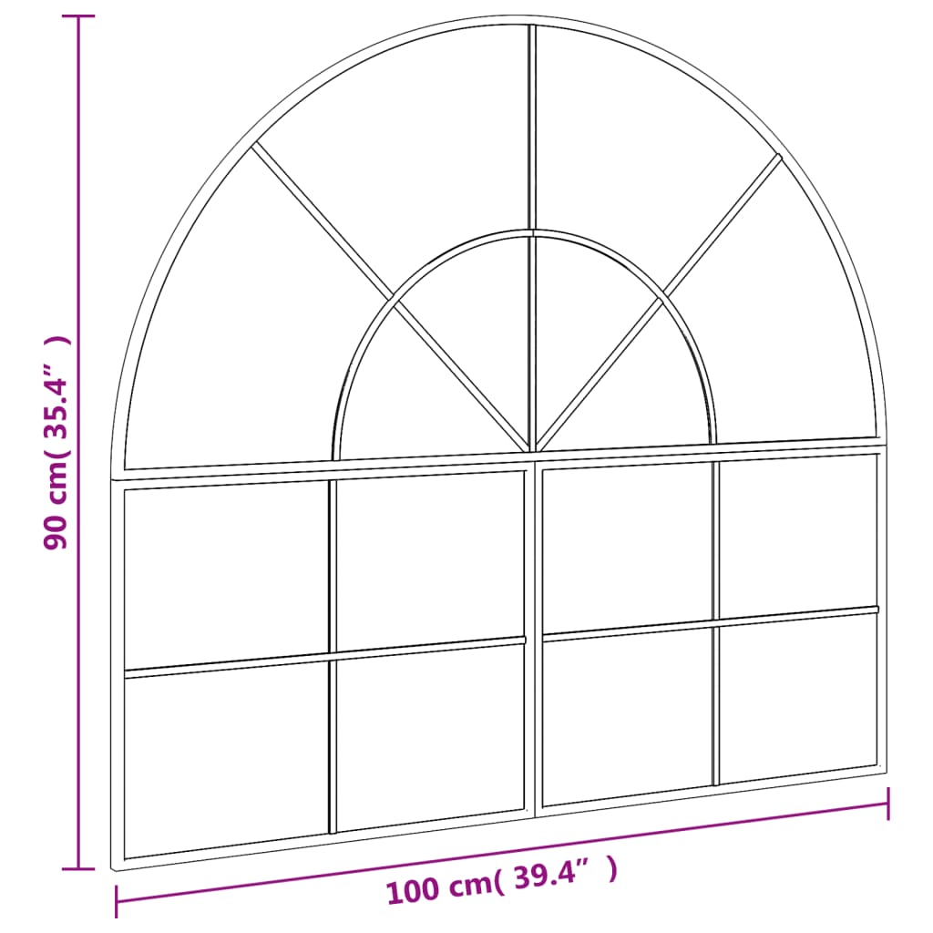 Wandspiegel boog 100x90 cm ijzer zwart Spiegels | Creëer jouw Trendy Thuis | Gratis bezorgd & Retour | Trendy.nl