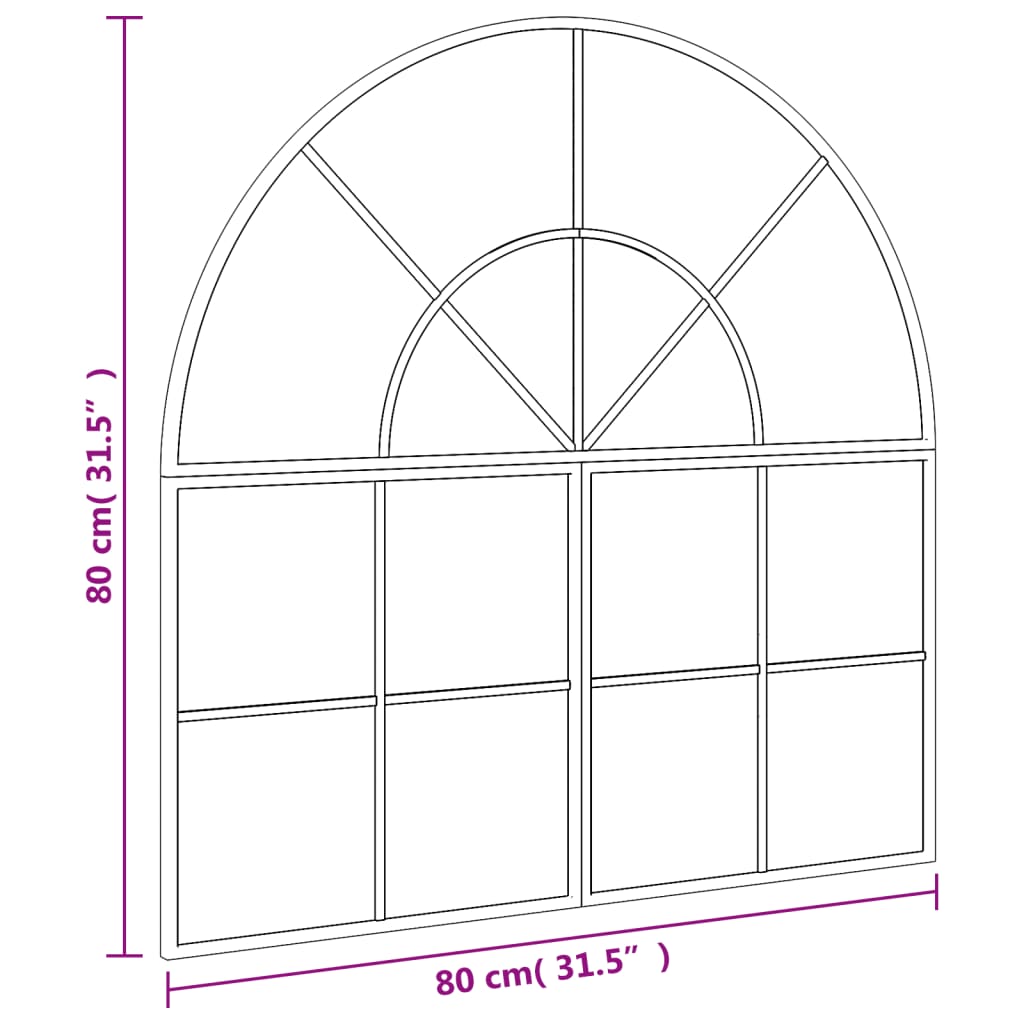 Wandspiegel boog 80x80 cm ijzer zwart Spiegels | Creëer jouw Trendy Thuis | Gratis bezorgd & Retour | Trendy.nl