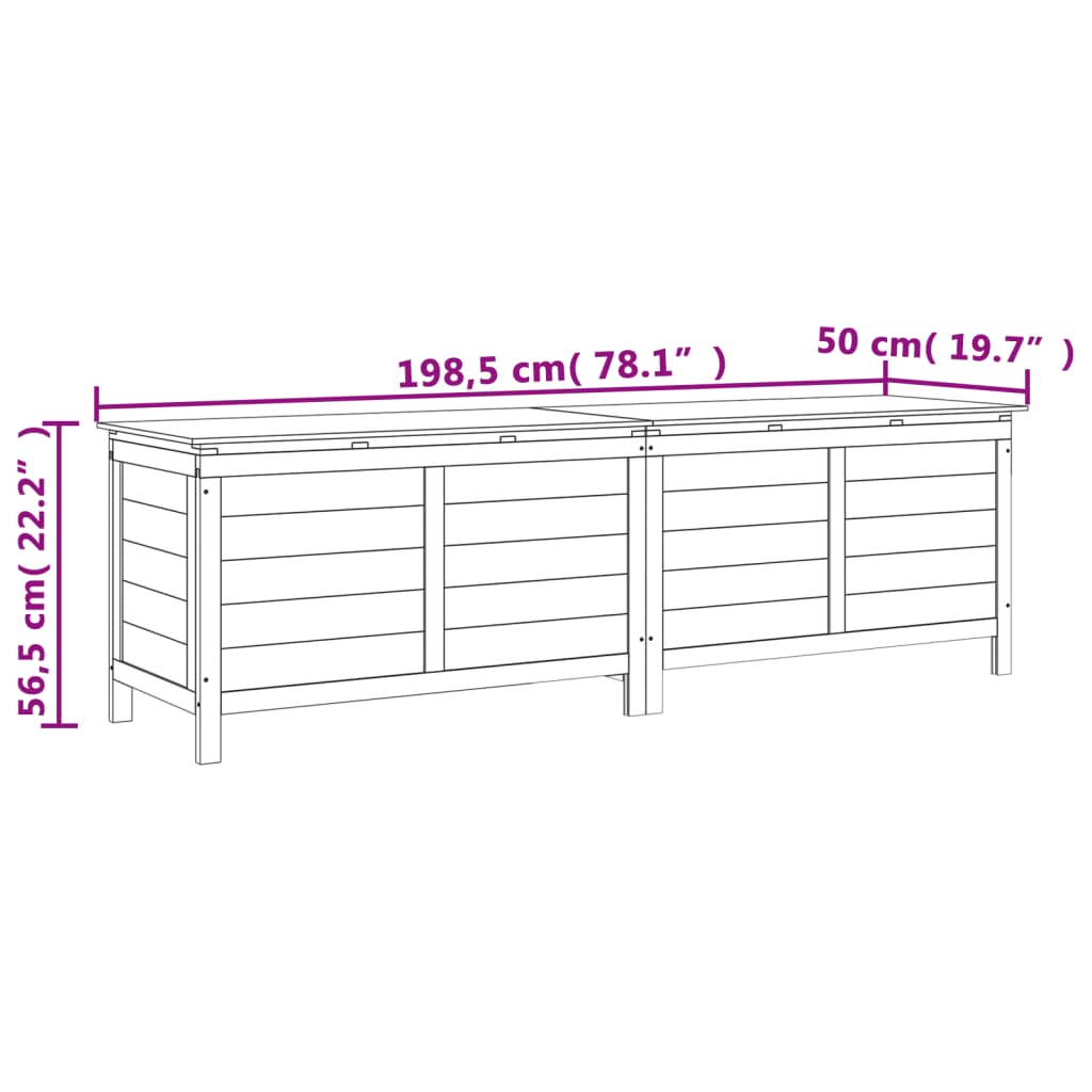 Tuinbox 198,5x50x56,5 cm massief vurenhout wit Opbergboxen voor buiten | Creëer jouw Trendy Thuis | Gratis bezorgd & Retour | Trendy.nl