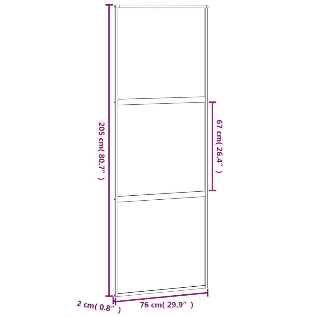 Schuifdeur 76x205 cm gehard glas en aluminium wit Voordeuren | Creëer jouw Trendy Thuis | Gratis bezorgd & Retour | Trendy.nl