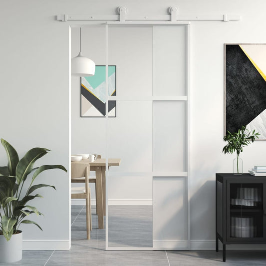 Schuifdeur 76x205 cm gehard glas en aluminium wit Voordeuren | Creëer jouw Trendy Thuis | Gratis bezorgd & Retour | Trendy.nl