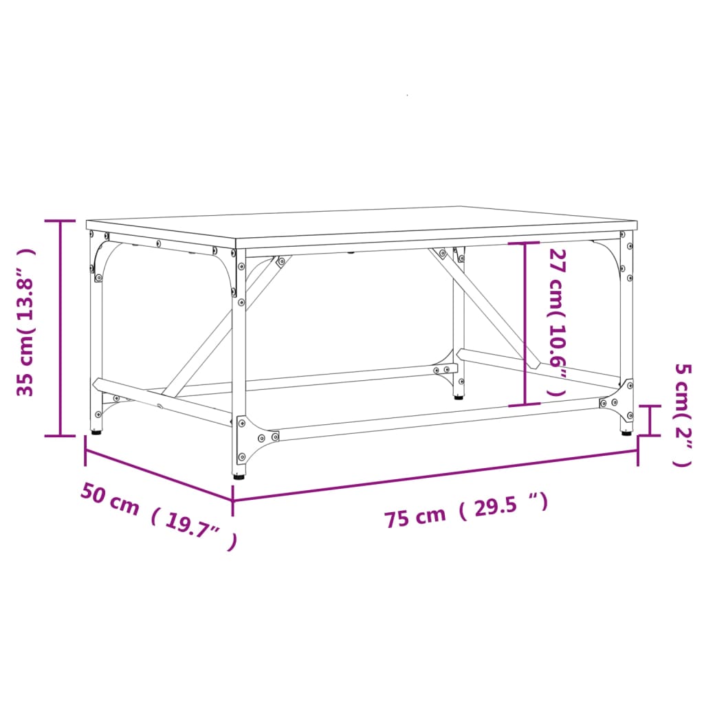 Salontafel 75x50x35 cm bewerkt hout grijs sonoma Salontafels | Creëer jouw Trendy Thuis | Gratis bezorgd & Retour | Trendy.nl