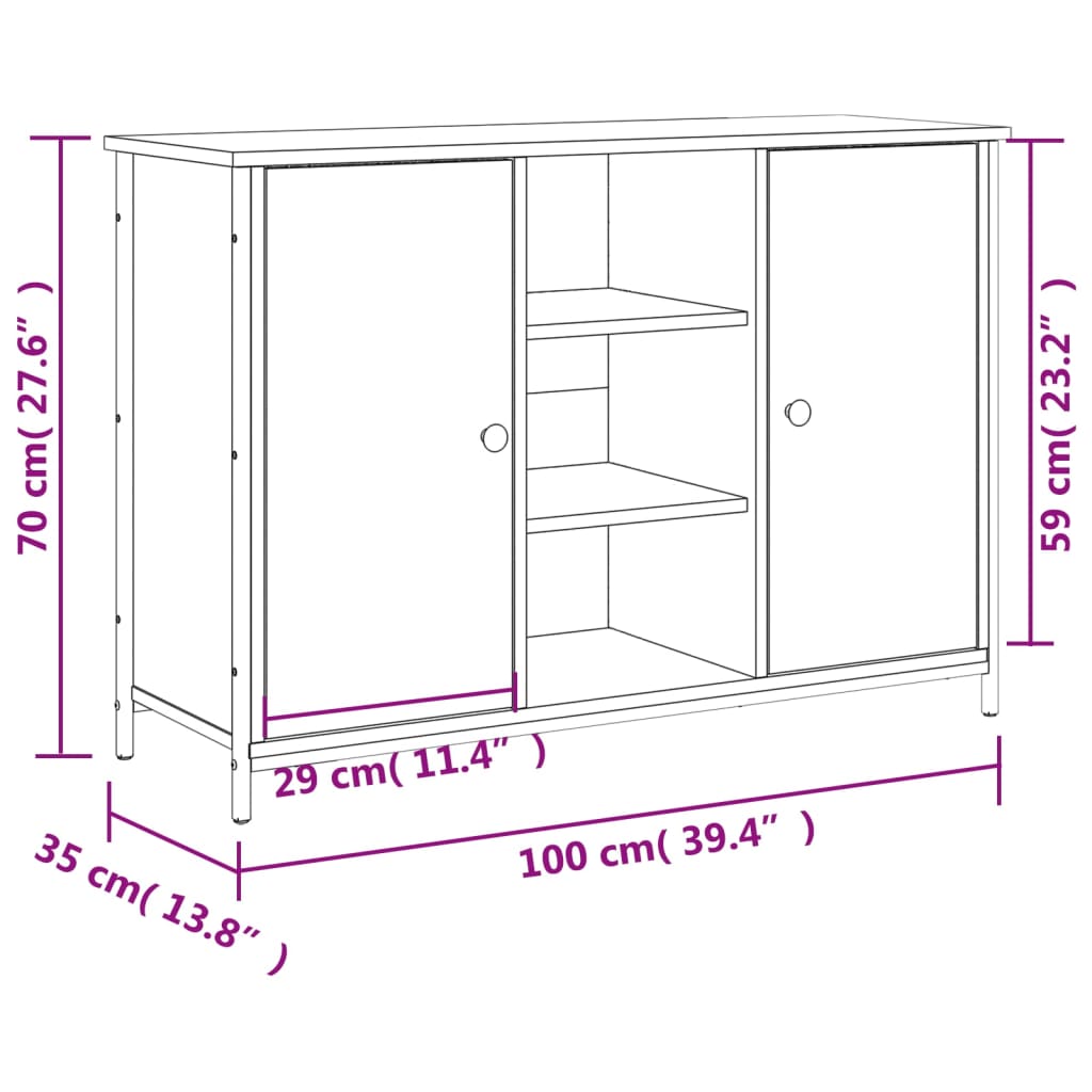 Dressoir 100x35x70 cm bewerkt hout sonoma eikenkleurig Dressoirs & buffetkasten | Creëer jouw Trendy Thuis | Gratis bezorgd & Retour | Trendy.nl