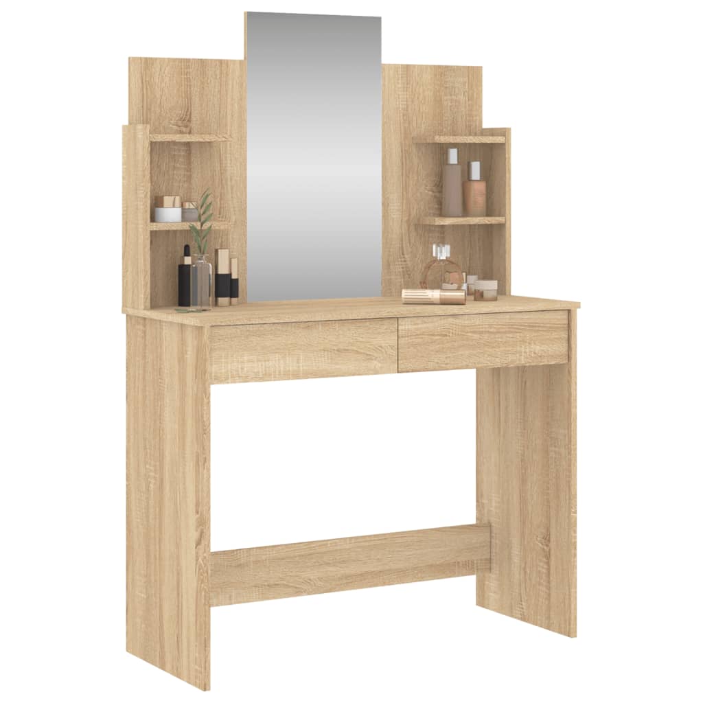 Kaptafel met spiegel 96x39x142 cm sonoma eikenkleurig Slaapkamerkaptafels | Creëer jouw Trendy Thuis | Gratis bezorgd & Retour | Trendy.nl