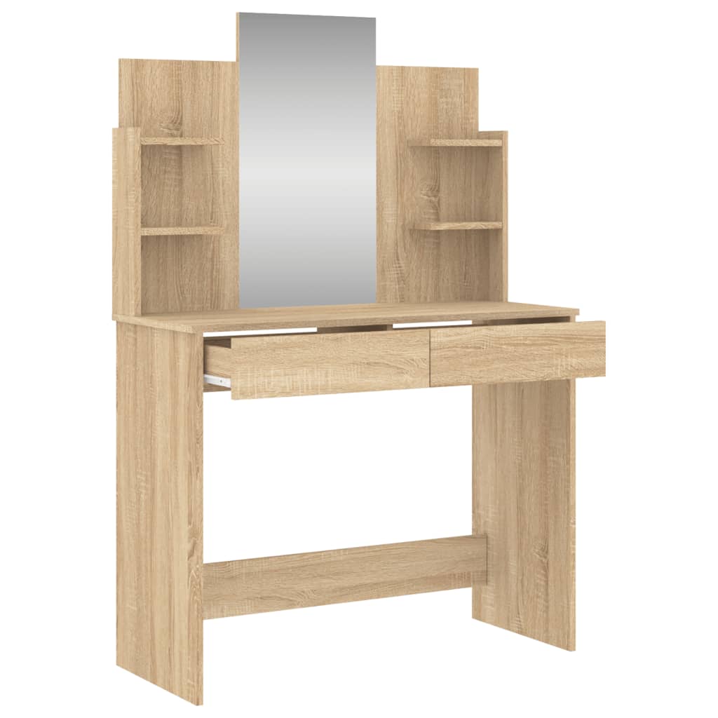 Kaptafel met spiegel 96x39x142 cm sonoma eikenkleurig Slaapkamerkaptafels | Creëer jouw Trendy Thuis | Gratis bezorgd & Retour | Trendy.nl