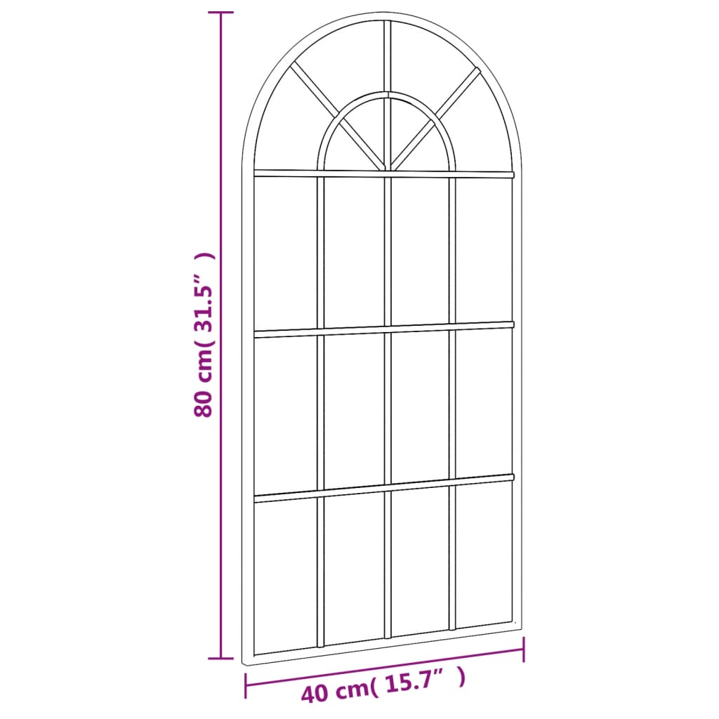 Wandspiegel boog 40x80 cm ijzer zwart