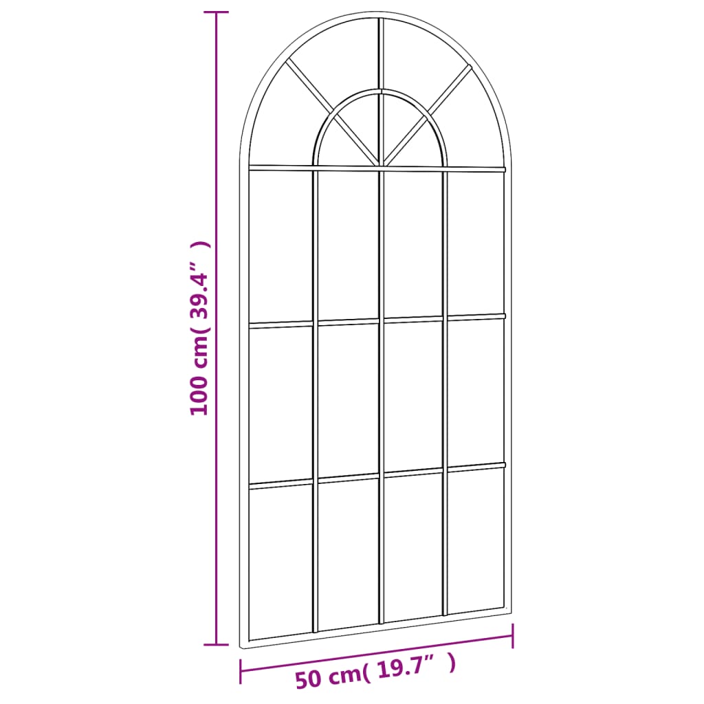 Wandspiegel boog 50x100 cm ijzer zwart Spiegels | Creëer jouw Trendy Thuis | Gratis bezorgd & Retour | Trendy.nl