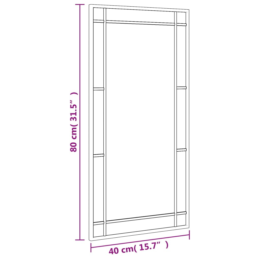 Wandspiegel rechthoekig 40x80 cm ijzer zwart