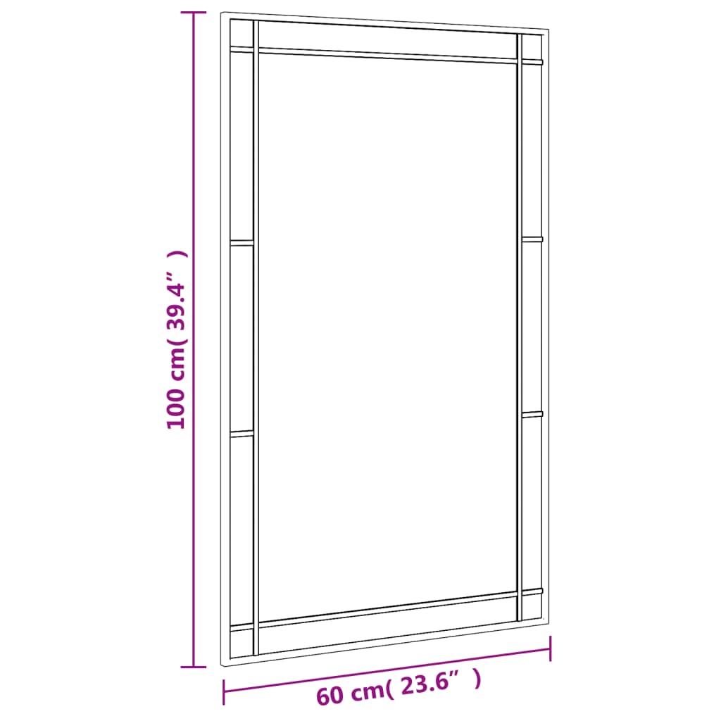 Wandspiegel rechthoekig 60x100 cm ijzer zwart Spiegels | Creëer jouw Trendy Thuis | Gratis bezorgd & Retour | Trendy.nl