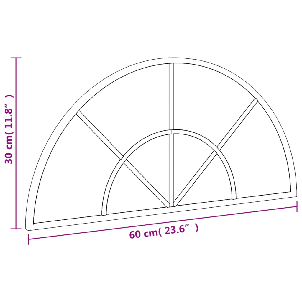 Wandspiegel boog 60x30 cm ijzer zwart Spiegels | Creëer jouw Trendy Thuis | Gratis bezorgd & Retour | Trendy.nl