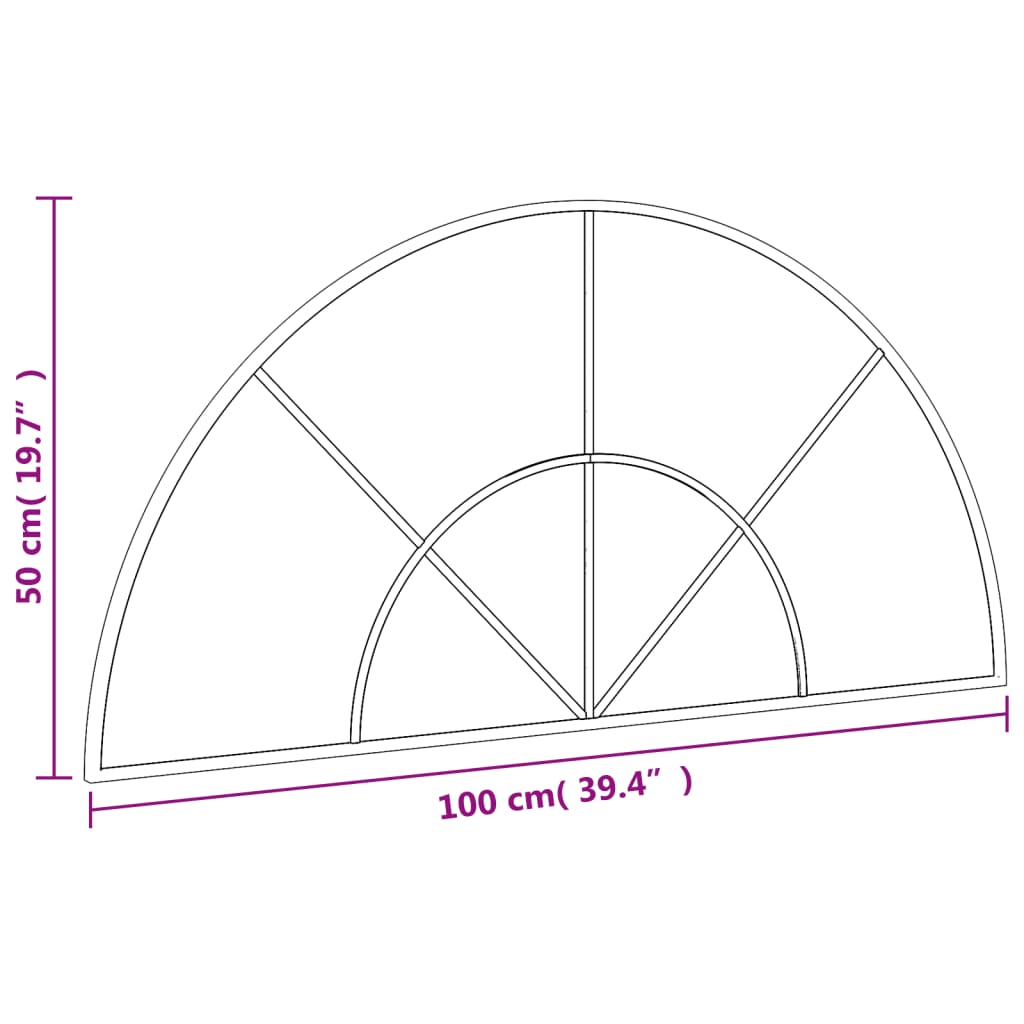 Wandspiegel boog 100x50 cm ijzer zwart Spiegels | Creëer jouw Trendy Thuis | Gratis bezorgd & Retour | Trendy.nl