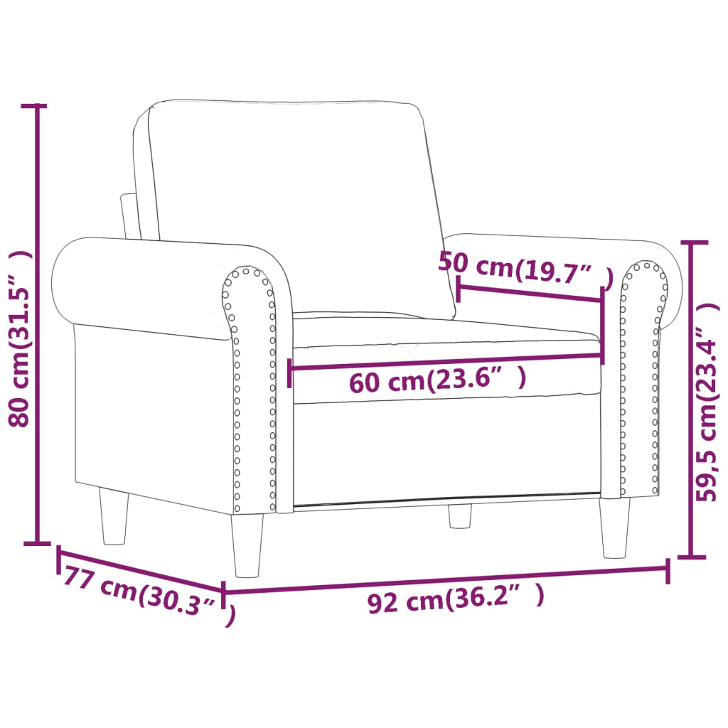 Fauteuil 60 cm kunstleer crèmekleurig