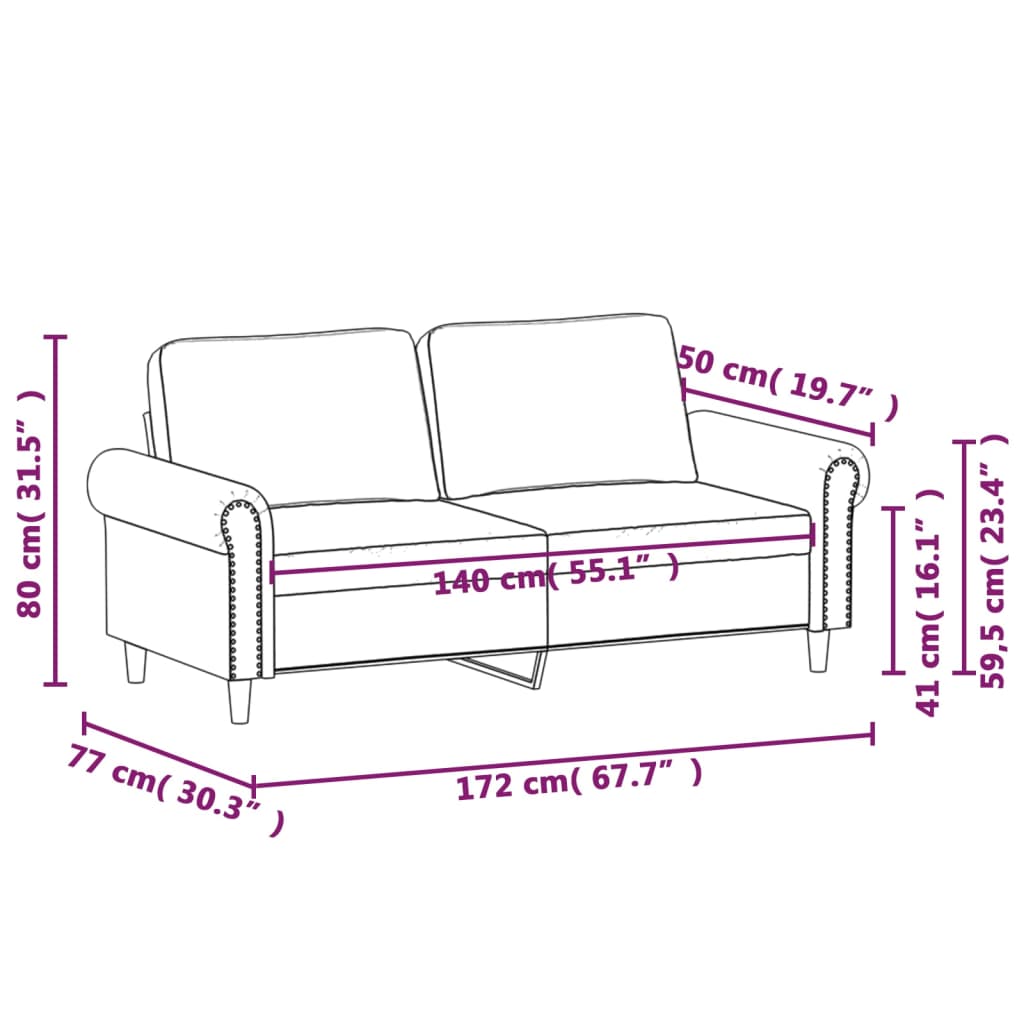 Tweezitsbank 140 cm kunstleer grijs