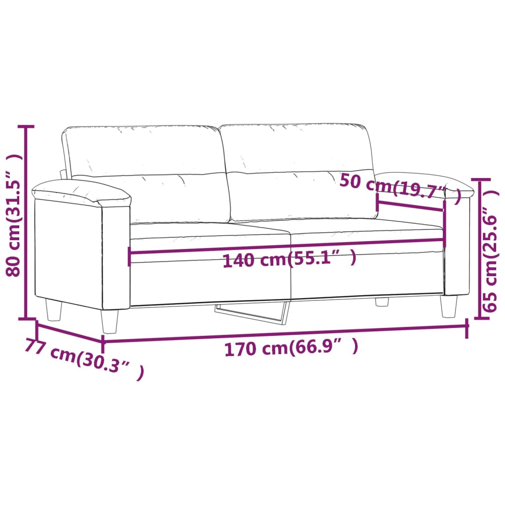 Tweezitsbank 140 cm microvezelstof taupe