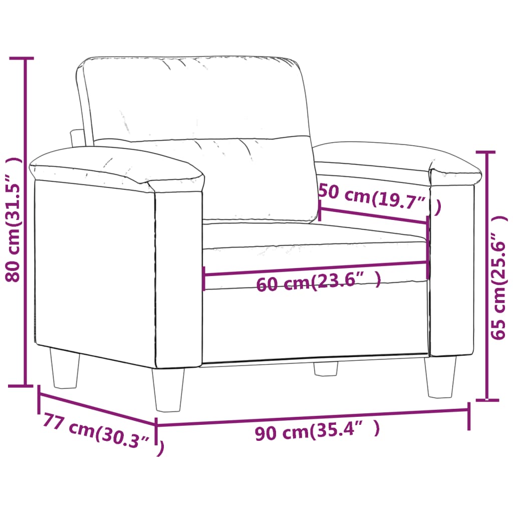 Fauteuil 60 cm kunstleer crèmekleurig