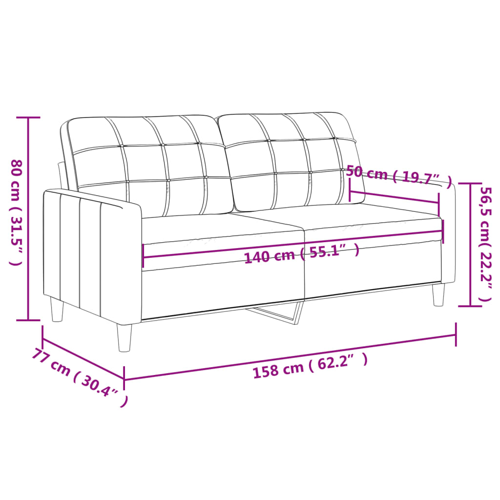 Tweezitsbank 140 cm stof lichtgeel Banken | Creëer jouw Trendy Thuis | Gratis bezorgd & Retour | Trendy.nl