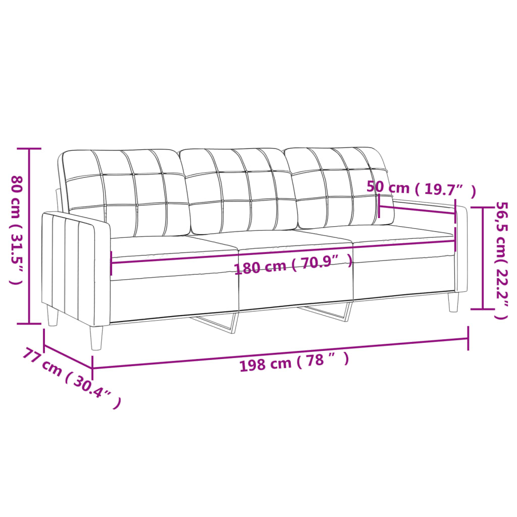 Driezitsbank 180 cm stof lichtgrijs Banken | Creëer jouw Trendy Thuis | Gratis bezorgd & Retour | Trendy.nl