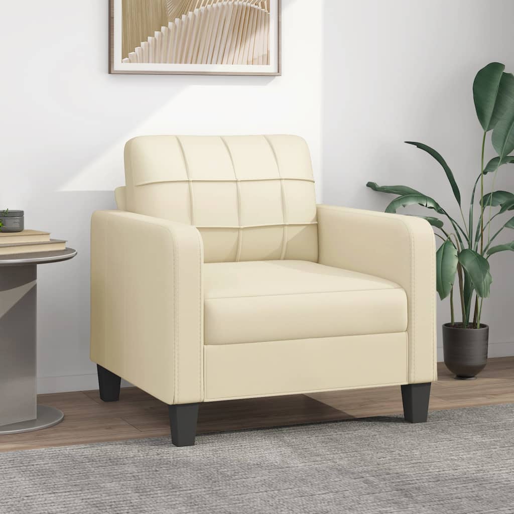 Fauteuil 60 cm kunstleer crèmekleurig Banken | Creëer jouw Trendy Thuis | Gratis bezorgd & Retour | Trendy.nl