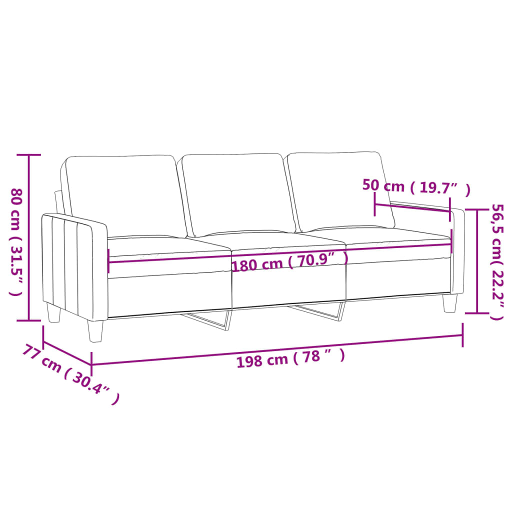 Driezitsbank 180 cm kunstleer cappuccinokleurig Banken | Creëer jouw Trendy Thuis | Gratis bezorgd & Retour | Trendy.nl