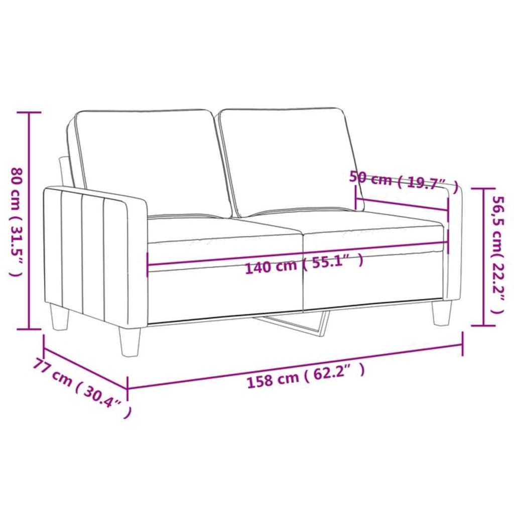 Tweezitsbank 140 cm stof crèmekleurig Banken | Creëer jouw Trendy Thuis | Gratis bezorgd & Retour | Trendy.nl