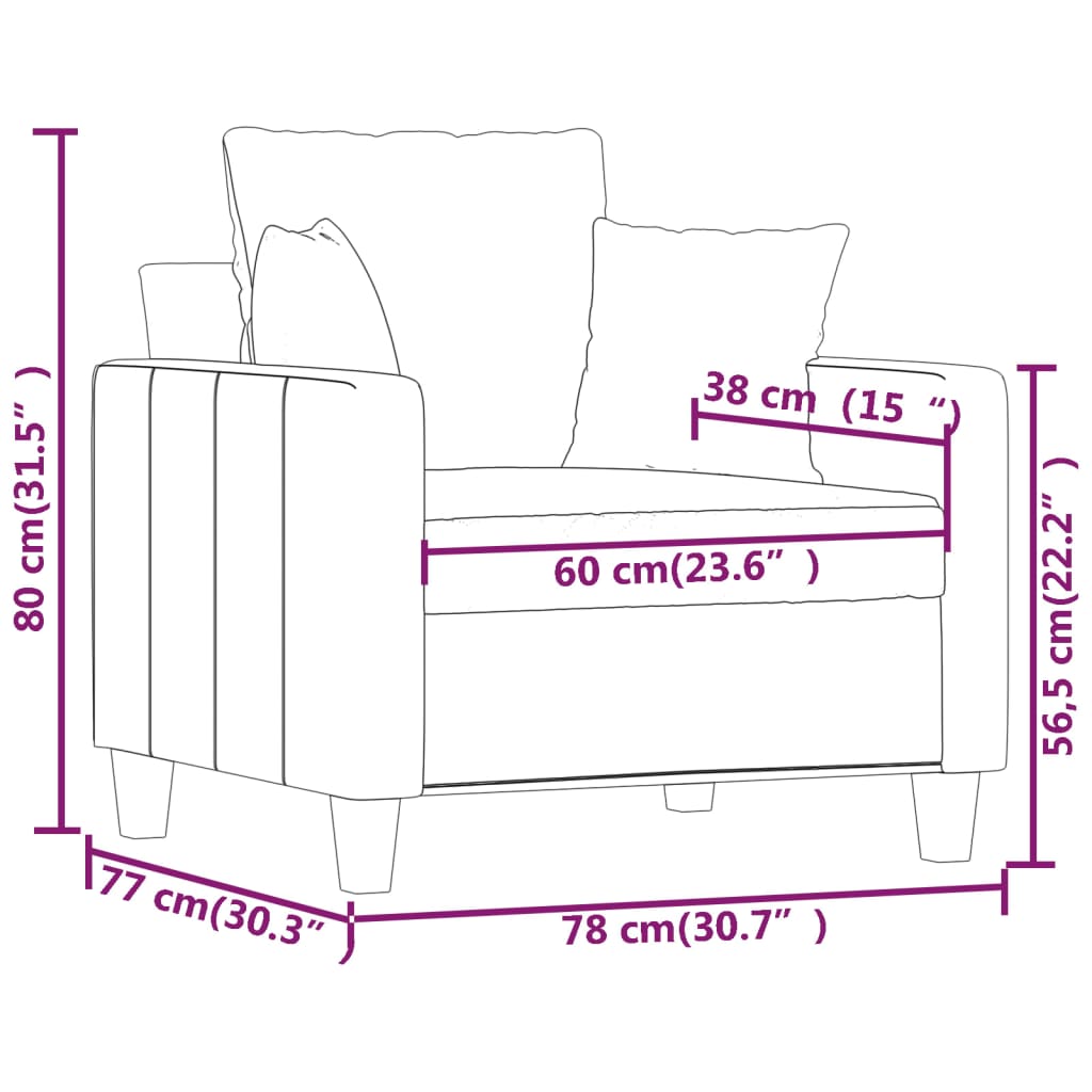 Fauteuil 60 cm stof crèmekleurig