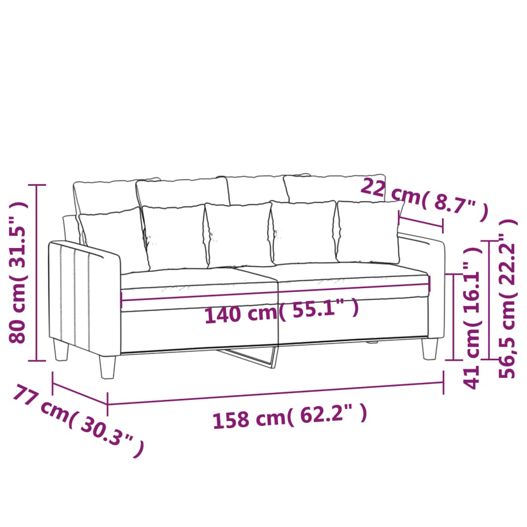 Tweezitsbank 140 cm stof zwart Banken | Creëer jouw Trendy Thuis | Gratis bezorgd & Retour | Trendy.nl