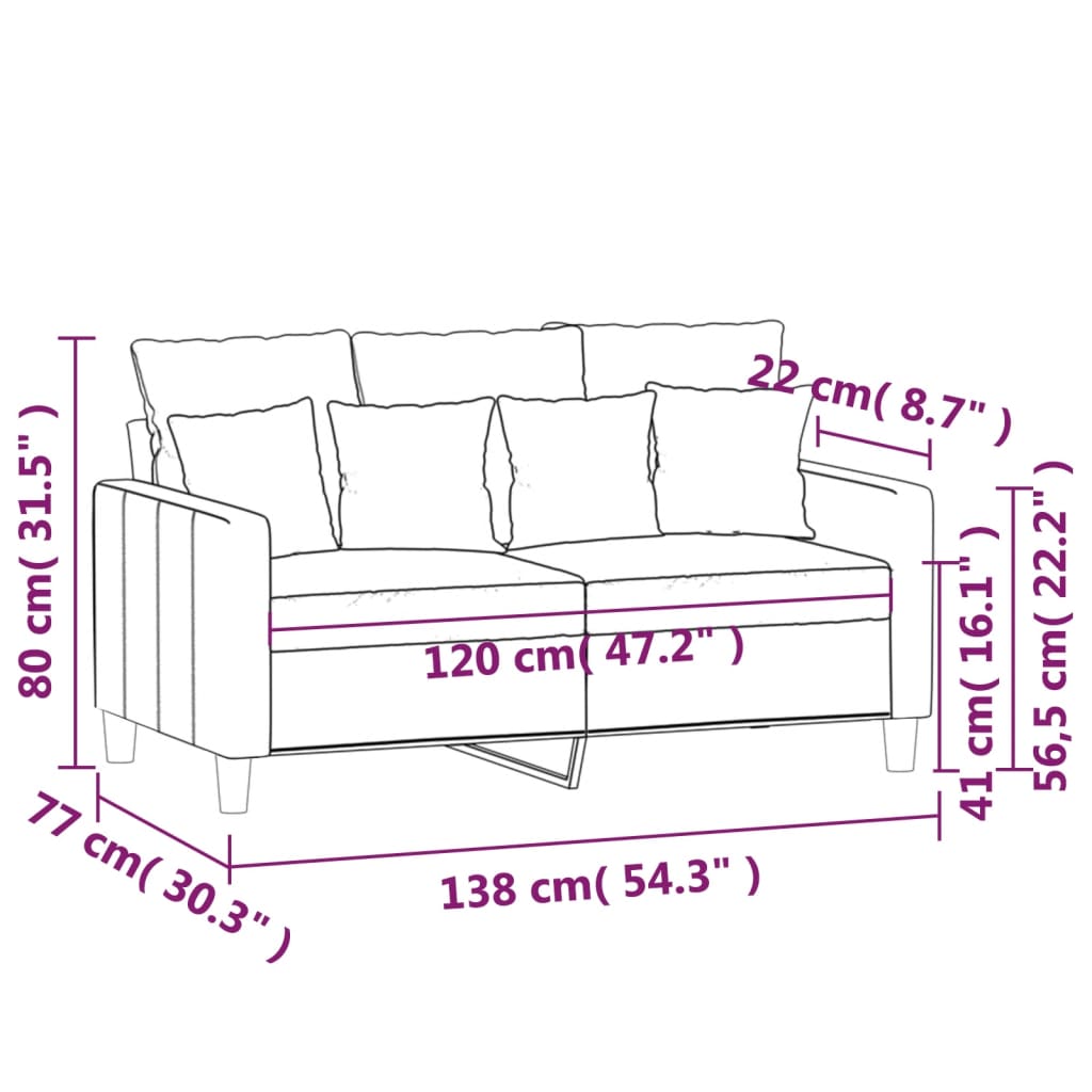 Tweezitsbank 120 cm fluweel geel