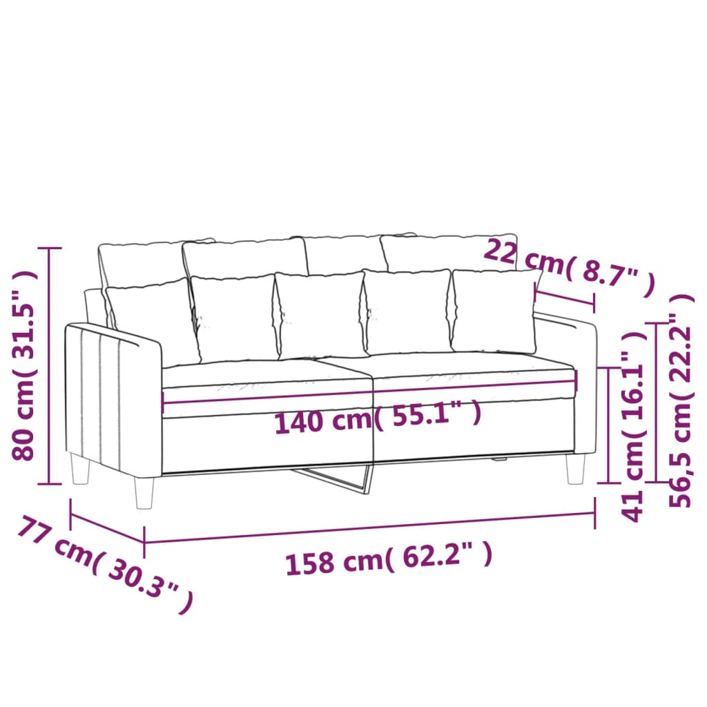 Tweezitsbank 140 cm stof bruin