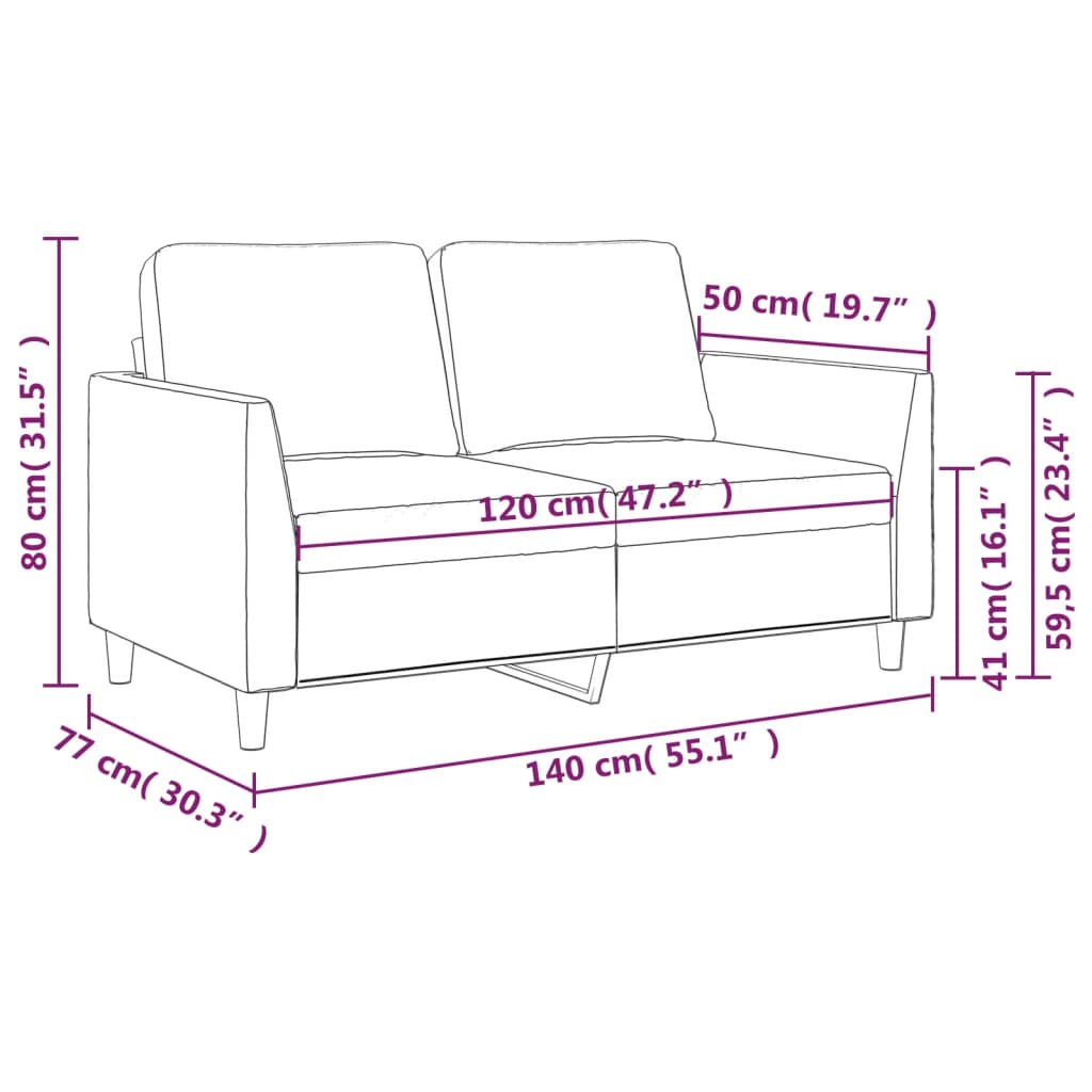 Tweezitsbank 120 cm kunstleer zwart