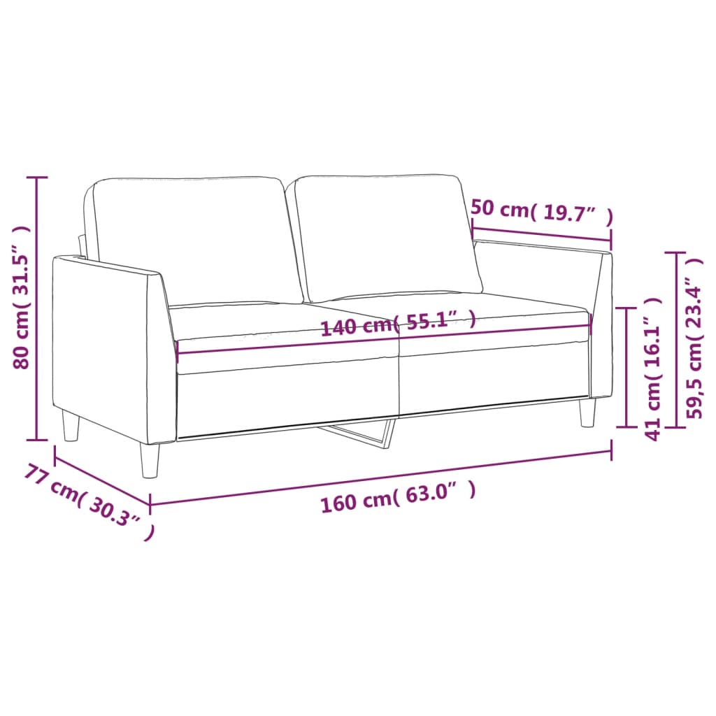 Tweezitsbank 140 cm kunstleer crèmekleurig