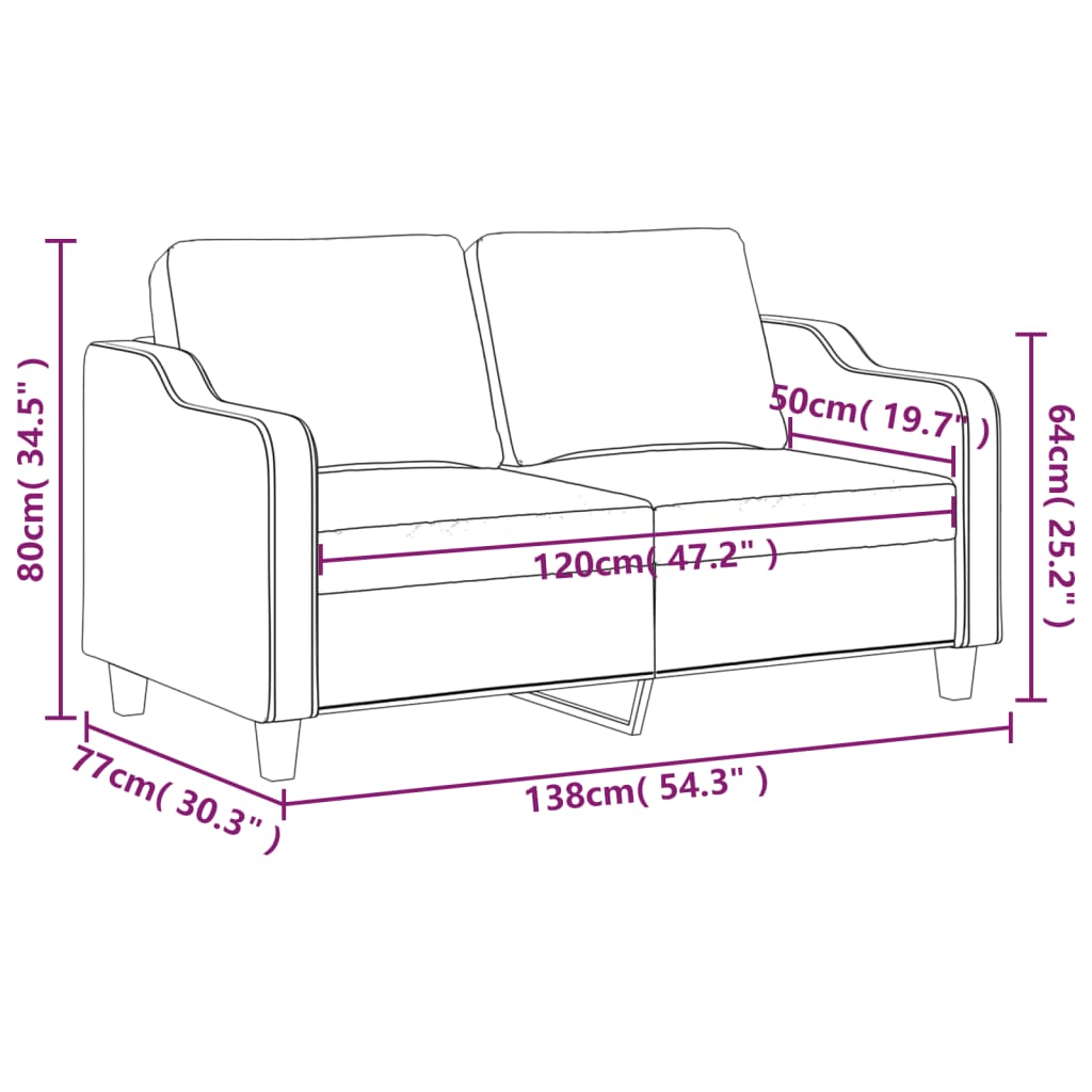 Tweezitsbank 120 cm stof donkergrijs