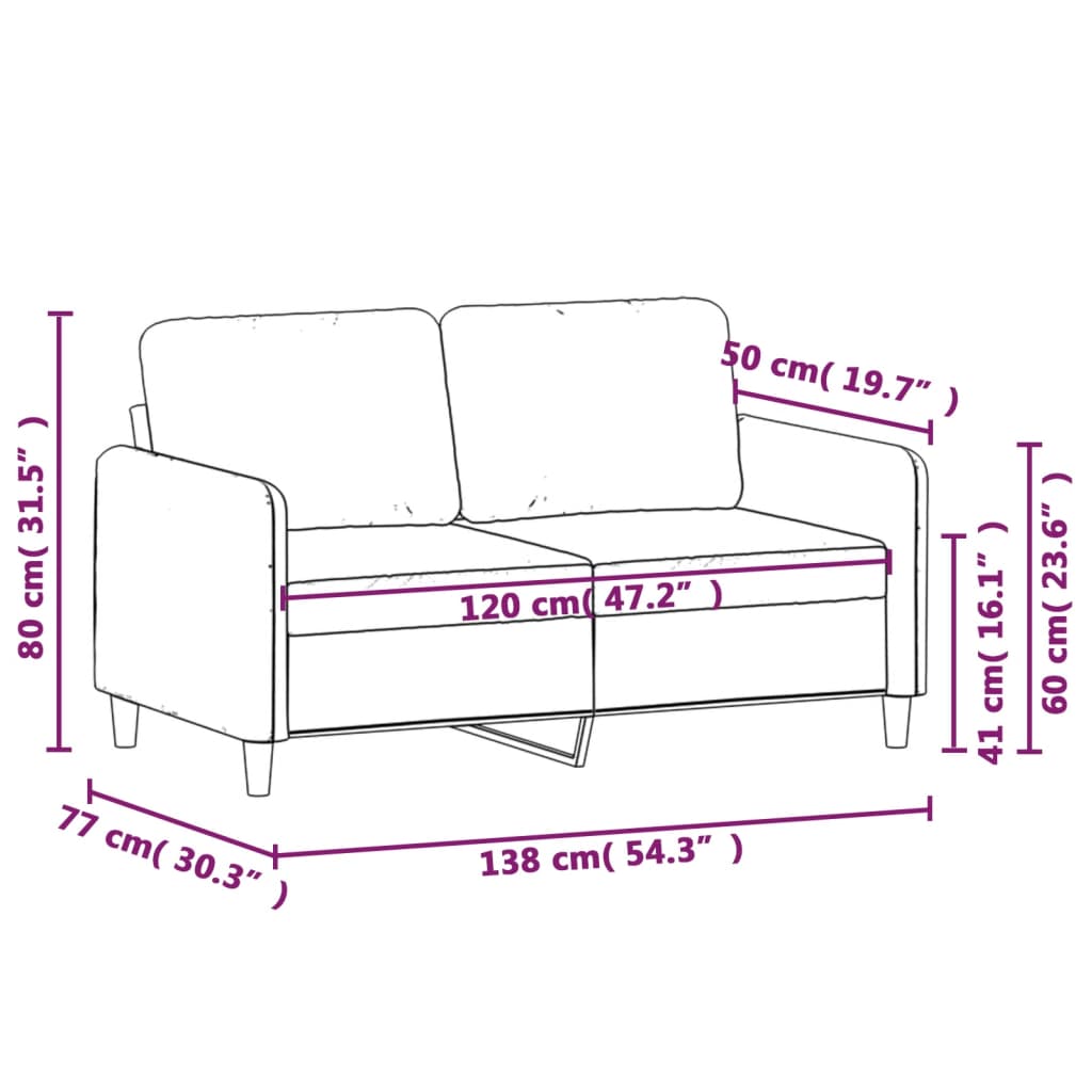 Tweezitsbank 120 cm fluweel bruin