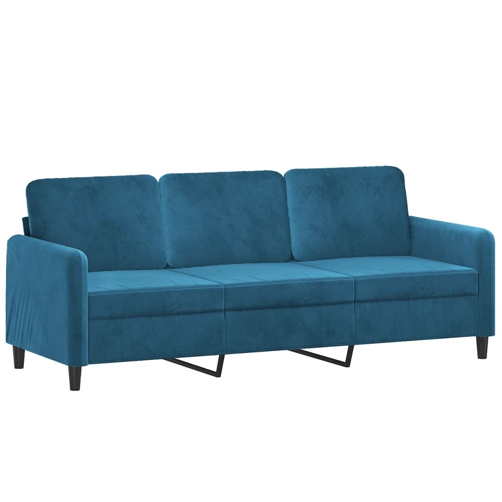 Driezitsbank 180 cm fluweel blauw