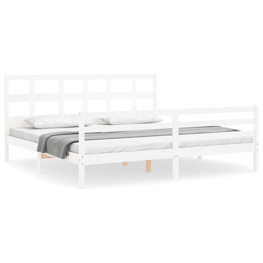 Bedframe met hoofdbord massief hout wit Bedden & bedframes | Creëer jouw Trendy Thuis | Gratis bezorgd & Retour | Trendy.nl