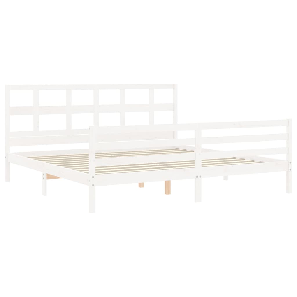 Bedframe met hoofdbord massief hout wit Bedden & bedframes | Creëer jouw Trendy Thuis | Gratis bezorgd & Retour | Trendy.nl