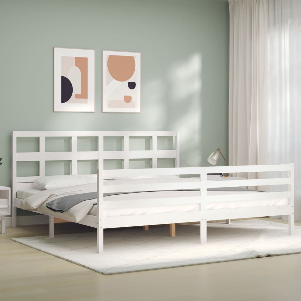 Bedframe met hoofdbord massief hout wit Bedden & bedframes | Creëer jouw Trendy Thuis | Gratis bezorgd & Retour | Trendy.nl